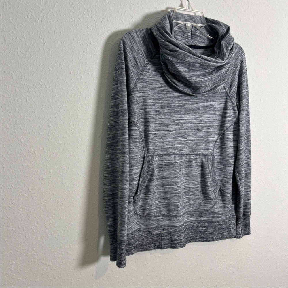 L.L. Bean Women’s Sm Cozy Fleece Pullover Sweatshirt Thumbholes Cowl Neck Gray - Picture 8 of 12